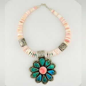 Museum-Grade Navajo: solid Sterling, Queen Conch and turquoise necklace- rare